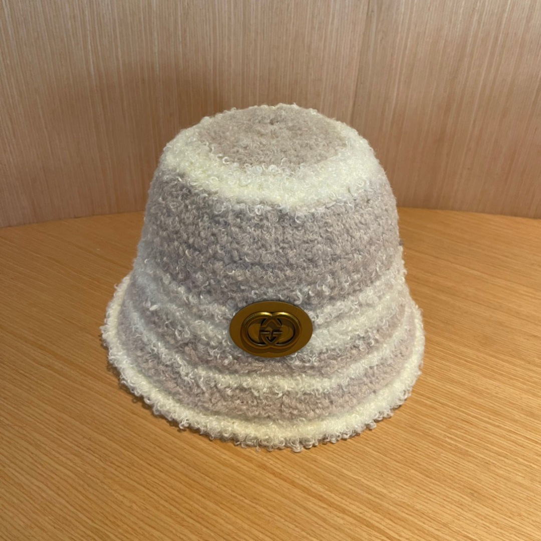 GUCCI古奇拼色渔夫帽2024秋冬新款女显脸小保暖帽