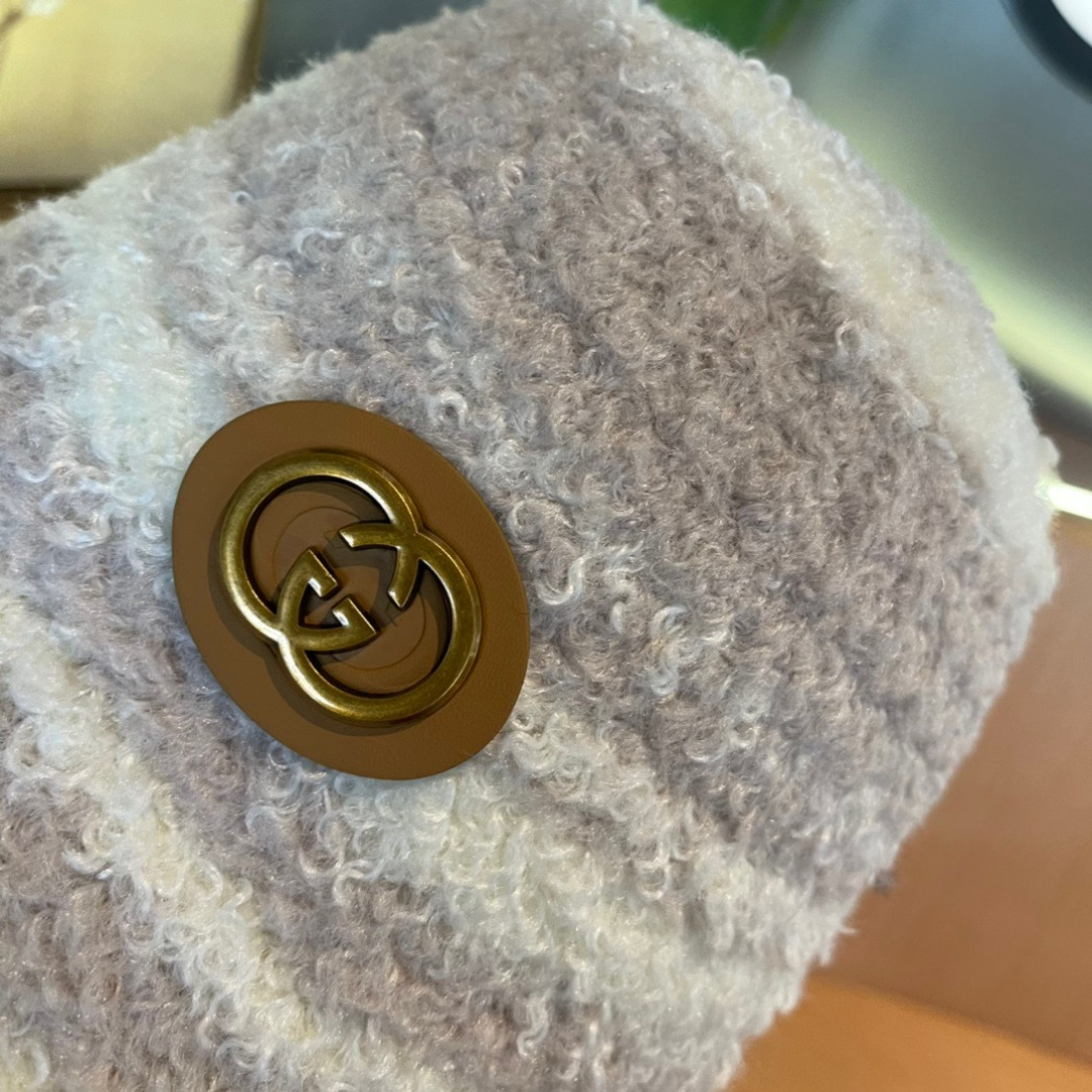 GUCCI古奇拼色渔夫帽2024秋冬新款女显脸小保暖帽