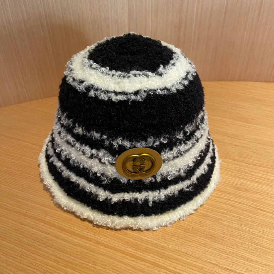 GUCCI古奇拼色渔夫帽2024秋冬新款女显脸小保暖帽