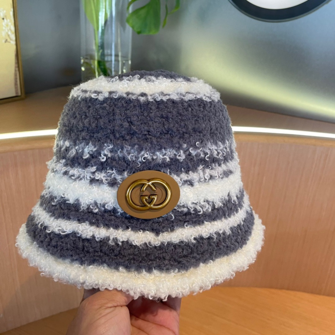 GUCCI古奇拼色渔夫帽2024秋冬新款女显脸小保暖帽