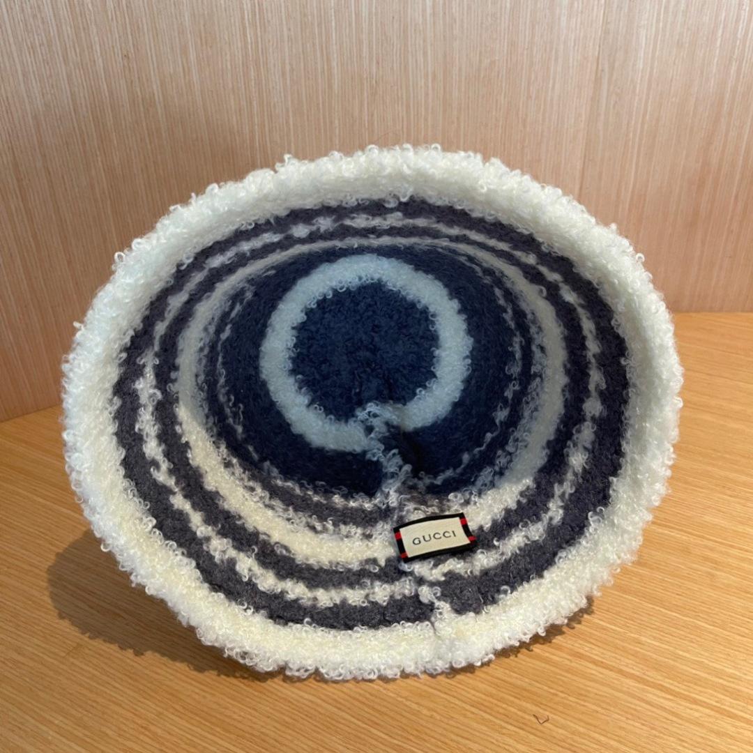 GUCCI古奇拼色渔夫帽2024秋冬新款女显脸小保暖帽