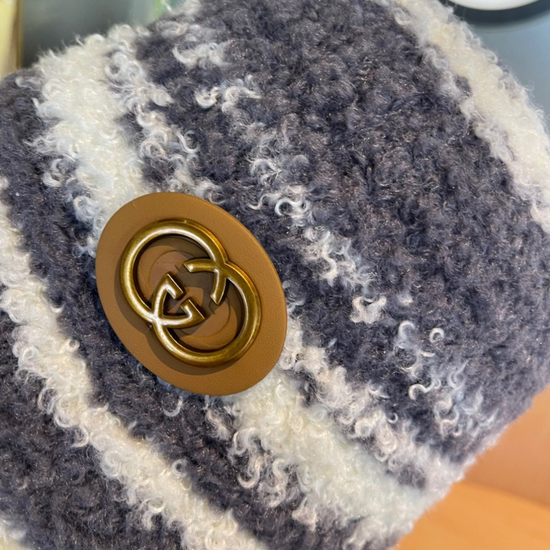 GUCCI古奇拼色渔夫帽2024秋冬新款女显脸小保暖帽