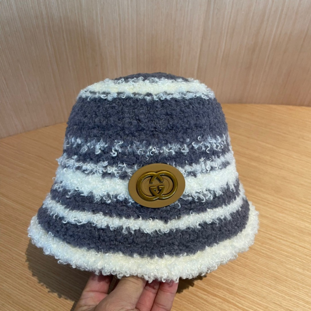 GUCCI古奇拼色渔夫帽2024秋冬新款女显脸小保暖帽