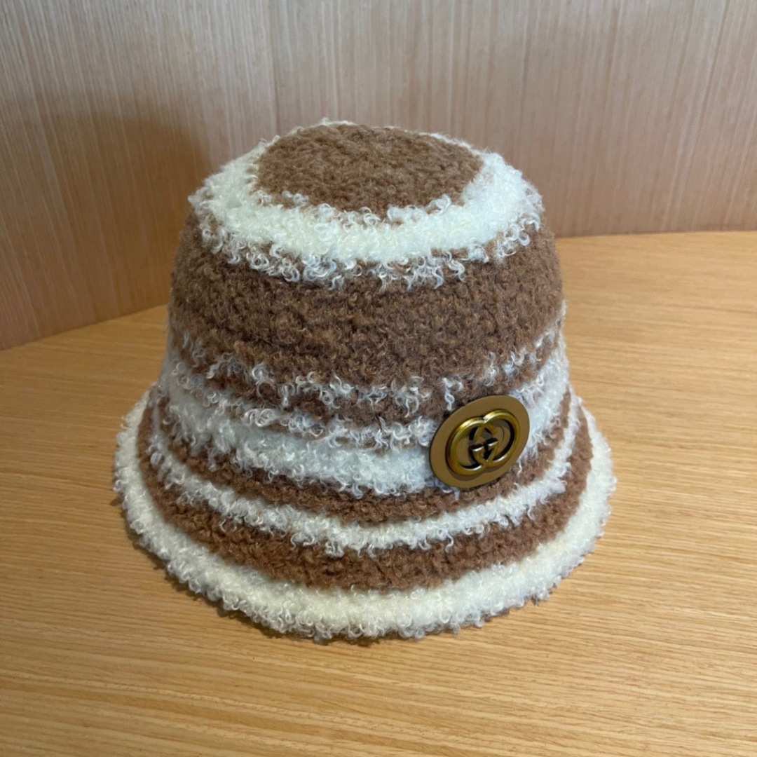 GUCCI古奇拼色渔夫帽2024秋冬新款女显脸小保暖帽