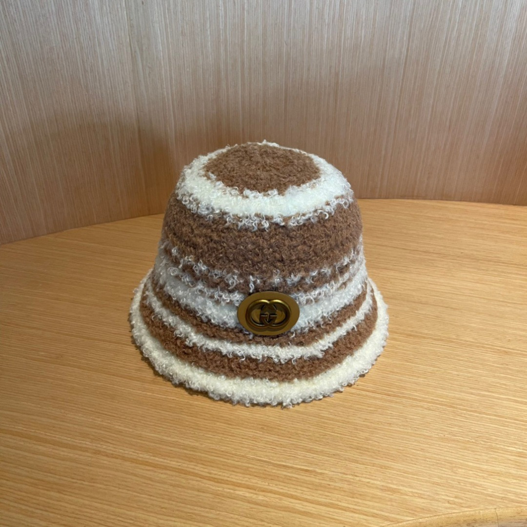 GUCCI古奇拼色渔夫帽2024秋冬新款女显脸小保暖帽