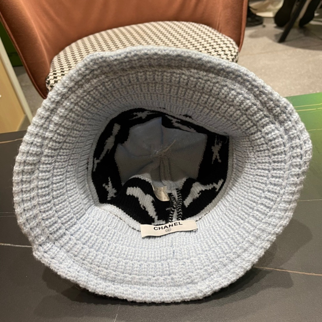 香奈儿CHANEL 2024新品韩系条纹毛线渔夫帽小香经典简约，