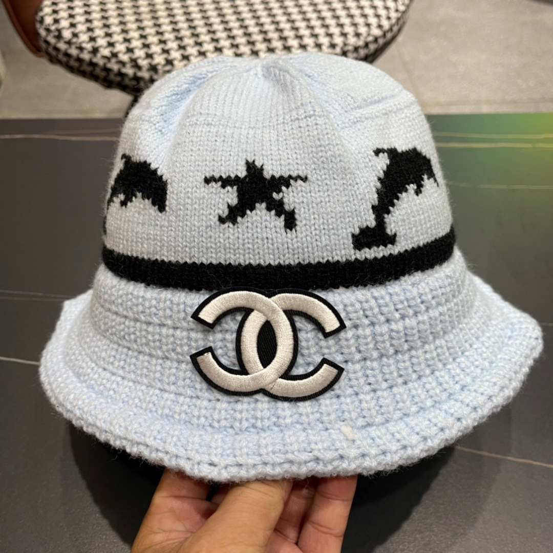 香奈儿CHANEL 2024新品韩系条纹毛线渔夫帽小香经典简约，