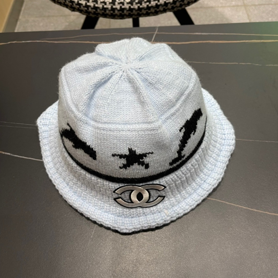 香奈儿CHANEL 2024新品韩系条纹毛线渔夫帽小香经典简约，