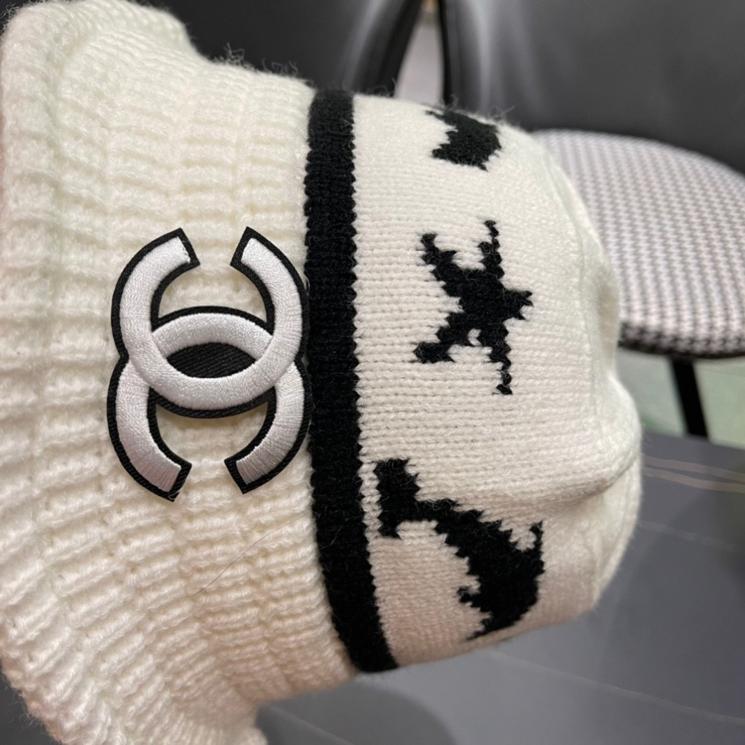 香奈儿CHANEL 2024新品韩系条纹毛线渔夫帽小香经典简约，