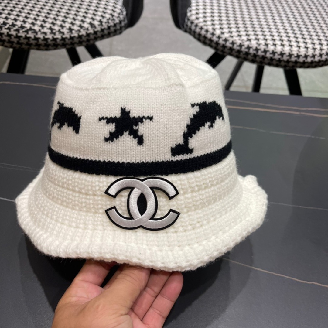 香奈儿CHANEL 2024新品韩系条纹毛线渔夫帽小香经典简约，