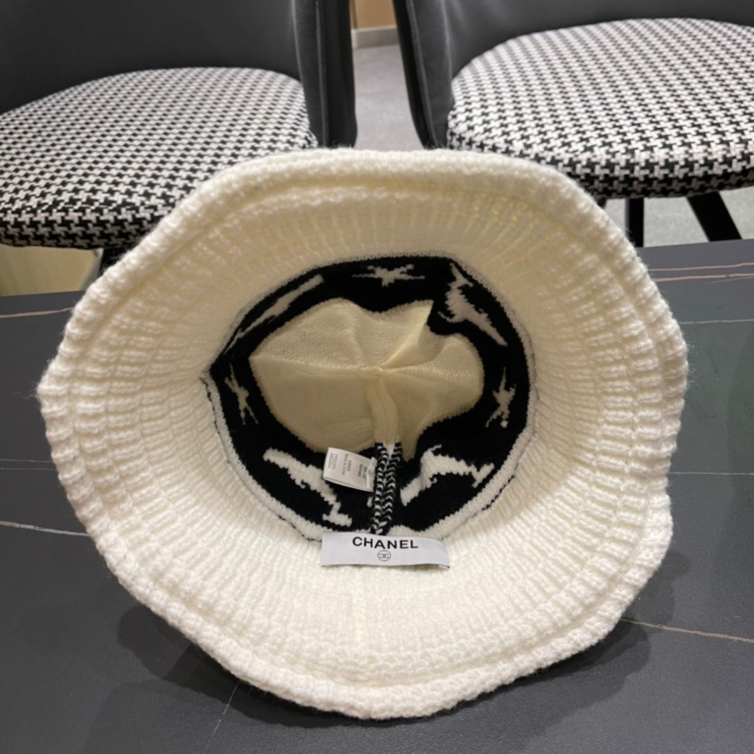 香奈儿CHANEL 2024新品韩系条纹毛线渔夫帽小香经典简约，