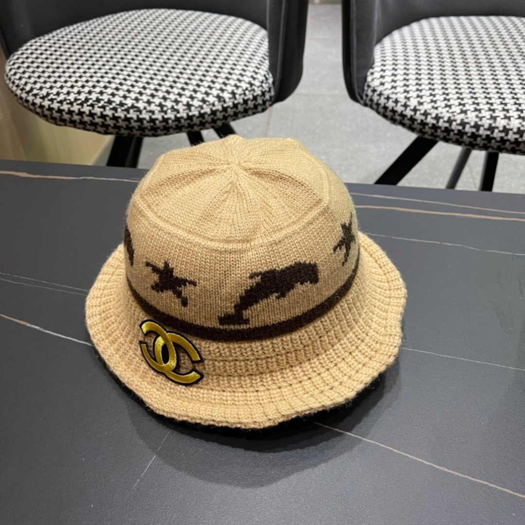 香奈儿CHANEL 2024新品韩系条纹毛线渔夫帽小香经典简约，