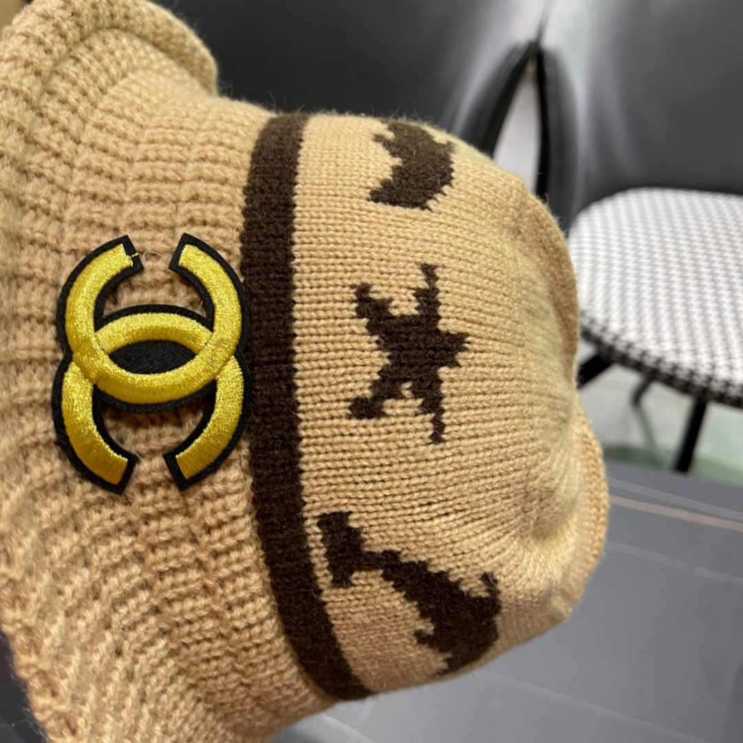 香奈儿CHANEL 2024新品韩系条纹毛线渔夫帽小香经典简约，