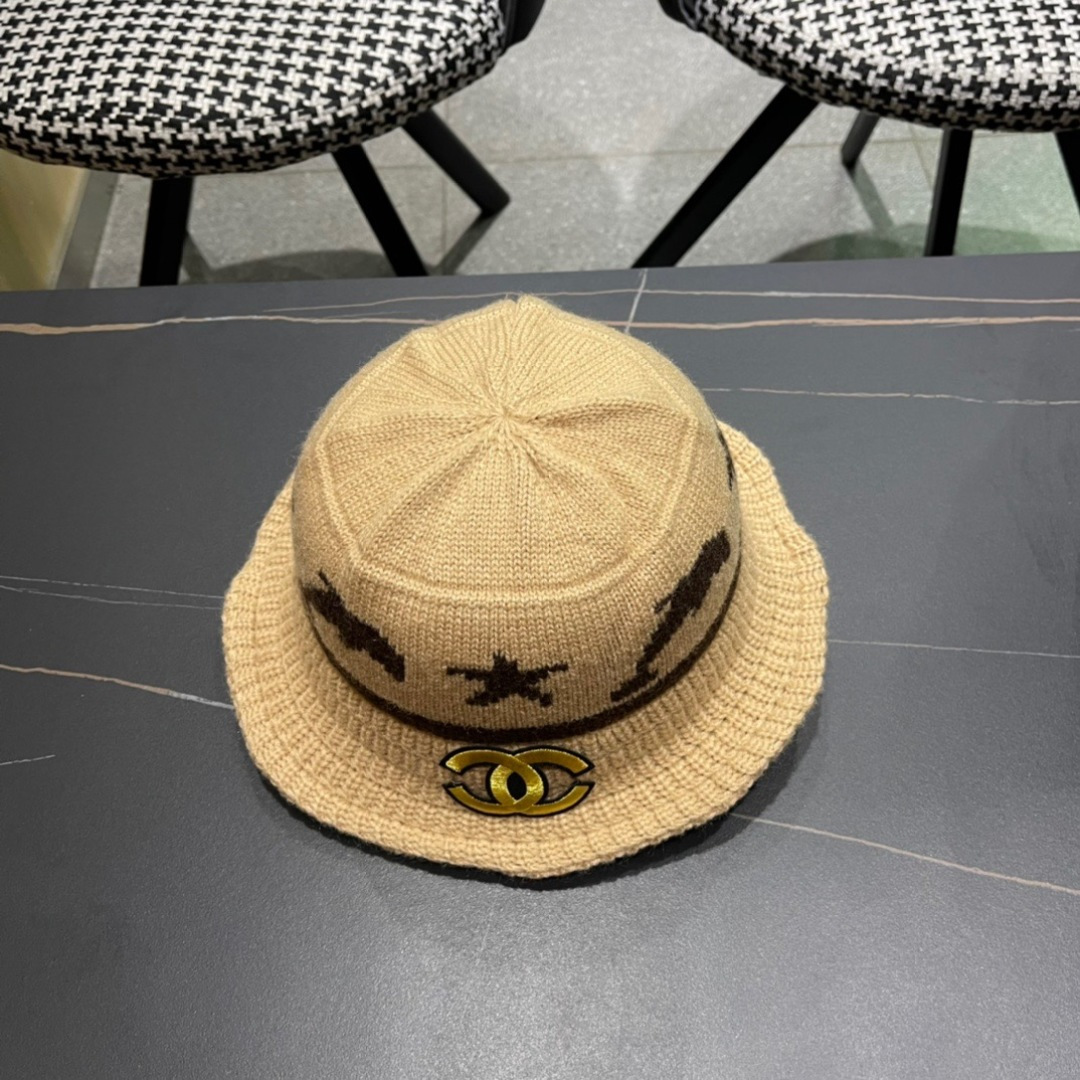 香奈儿CHANEL 2024新品韩系条纹毛线渔夫帽小香经典简约，