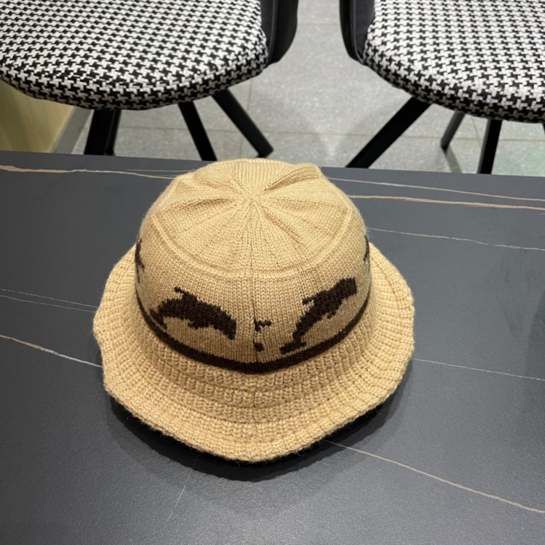 香奈儿CHANEL 2024新品韩系条纹毛线渔夫帽小香经典简约，