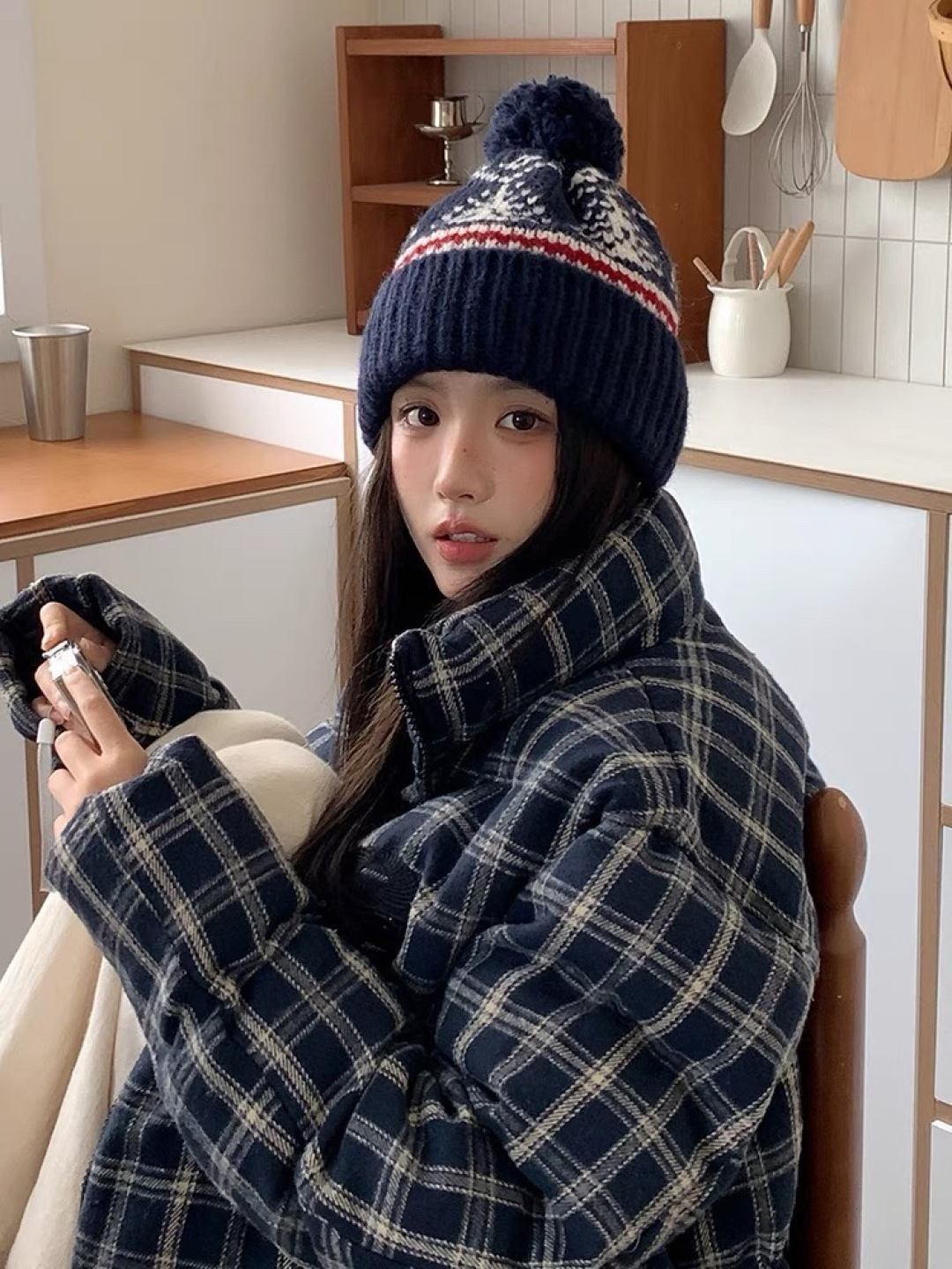   【MONCELER蒙口】秋冬新款可爱大毛球针织毛线帽，出街超好搭配！