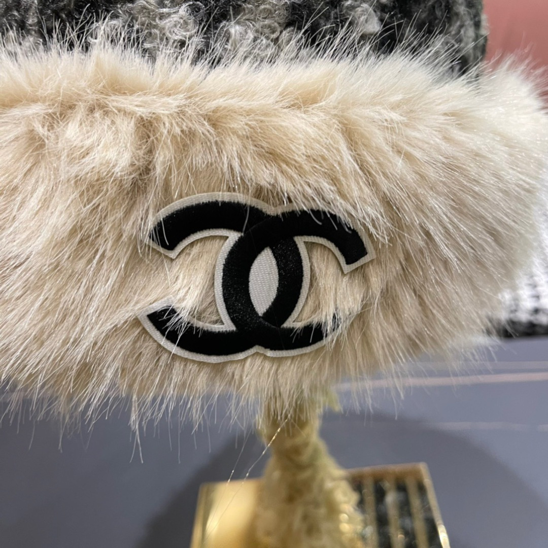 Chanel香奈儿新款复古花豹纹防貂毛边渔夫帽，轻奢风，秋冬最佳搭配