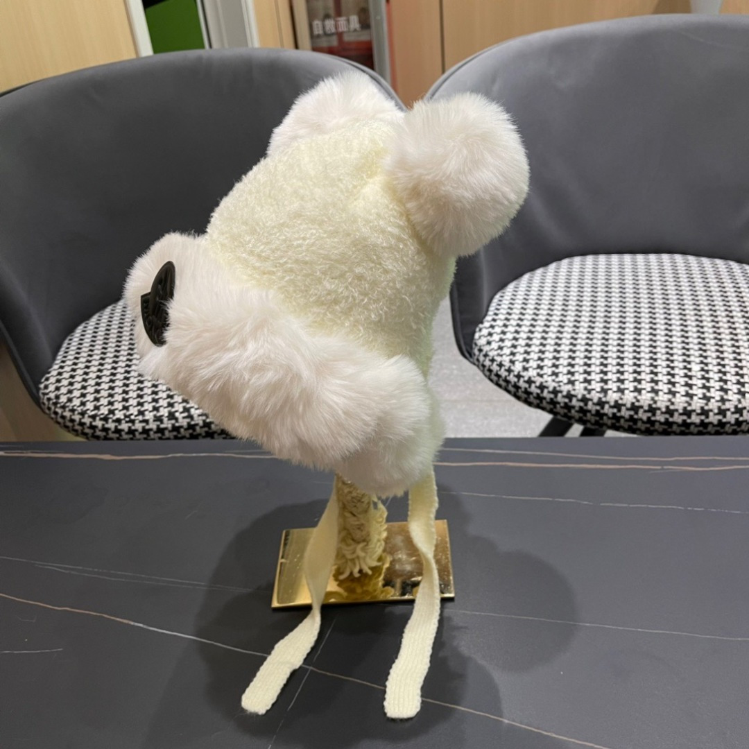 【MONCLER蒙口】可爱小熊护耳毛绒帽子女冬季韩版保暖加厚骑车防风防寒雷锋帽