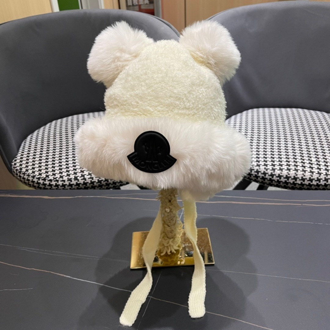 【MONCLER蒙口】可爱小熊护耳毛绒帽子女冬季韩版保暖加厚骑车防风防寒雷锋帽