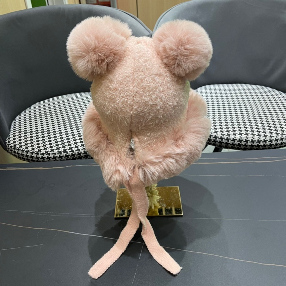 【MONCLER蒙口】可爱小熊护耳毛绒帽子女冬季韩版保暖加厚骑车防风防寒雷锋帽