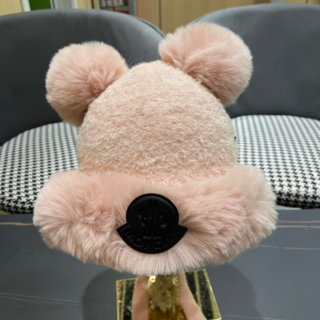 【MONCLER蒙口】可爱小熊护耳毛绒帽子女冬季韩版保暖加厚骑车防风防寒雷锋帽