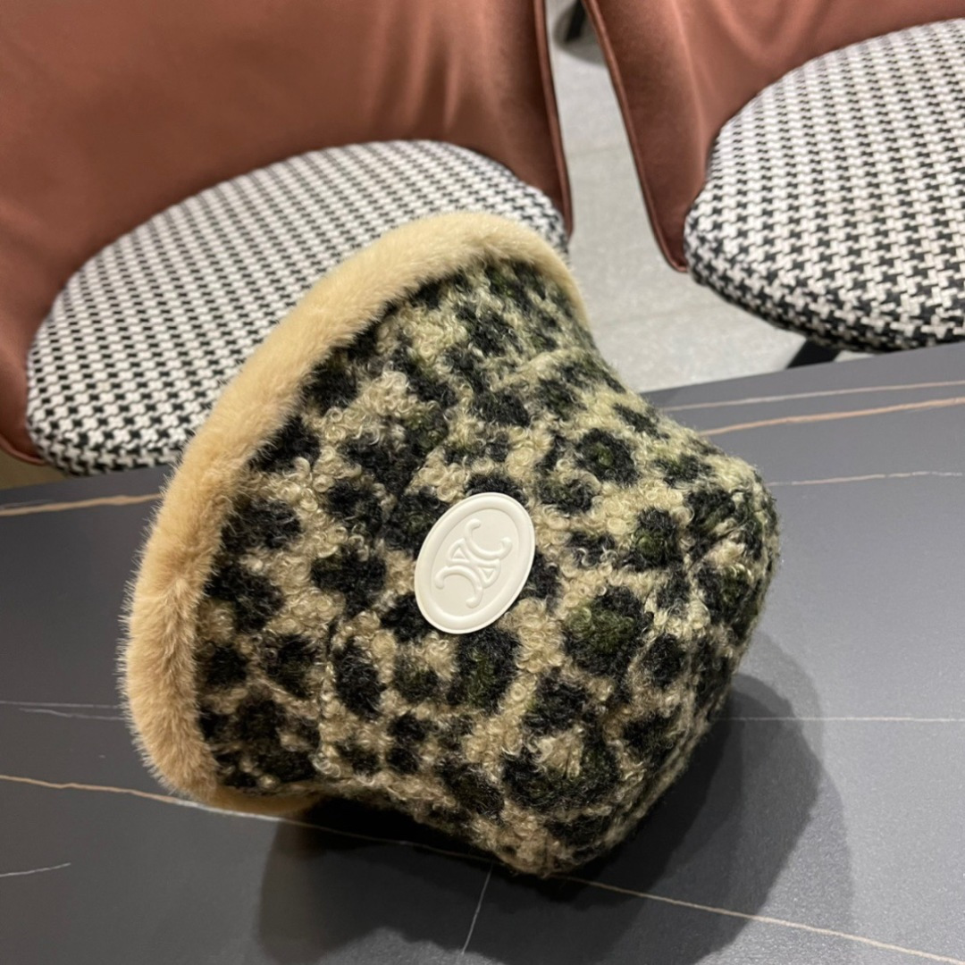  赛琳CELINE新款豹纹毛绒渔夫帽，最好品质的，休闲大方，简约时尚，大家自己对比哦