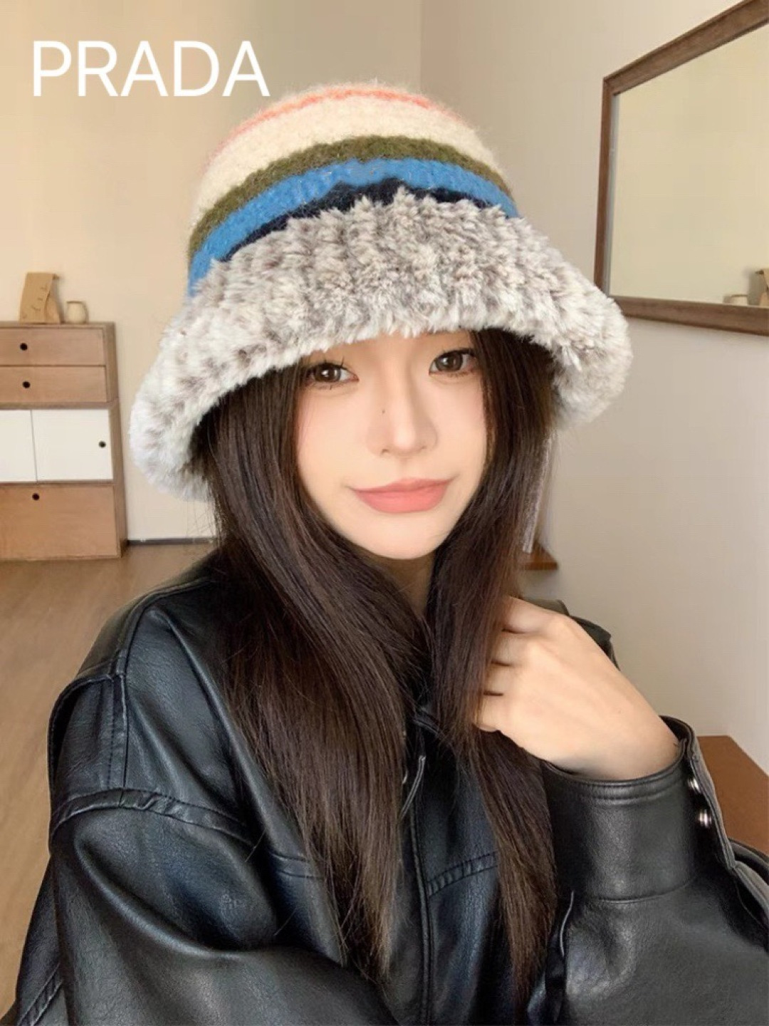 NO:219816,PRADA Plush big head fisherman hat women's new style autumn and winter warmth and thick face-protecting small basin hat ear protection wool hat fisherman hat baseball hat knit hat, hat, prada, prada, espadrilles, hats19860909PRADA普拉达 毛绒大头围渔夫帽子女新款秋冬季保暖加厚显脸小盆帽护耳毛线帽子渔夫帽棒球帽针织帽,帽子,prada,prada,espadrilles,hats,hat