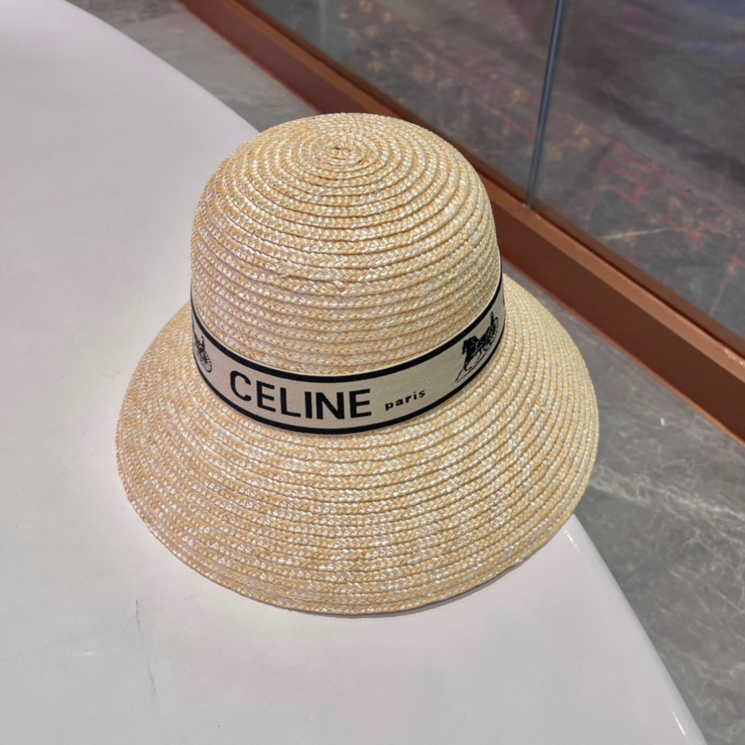 赛琳 CELINE 官方款麦秆草帽，高密度制作，一顶超级有品位的草帽了~出街首选！帽型超美腻颜色妥妥，