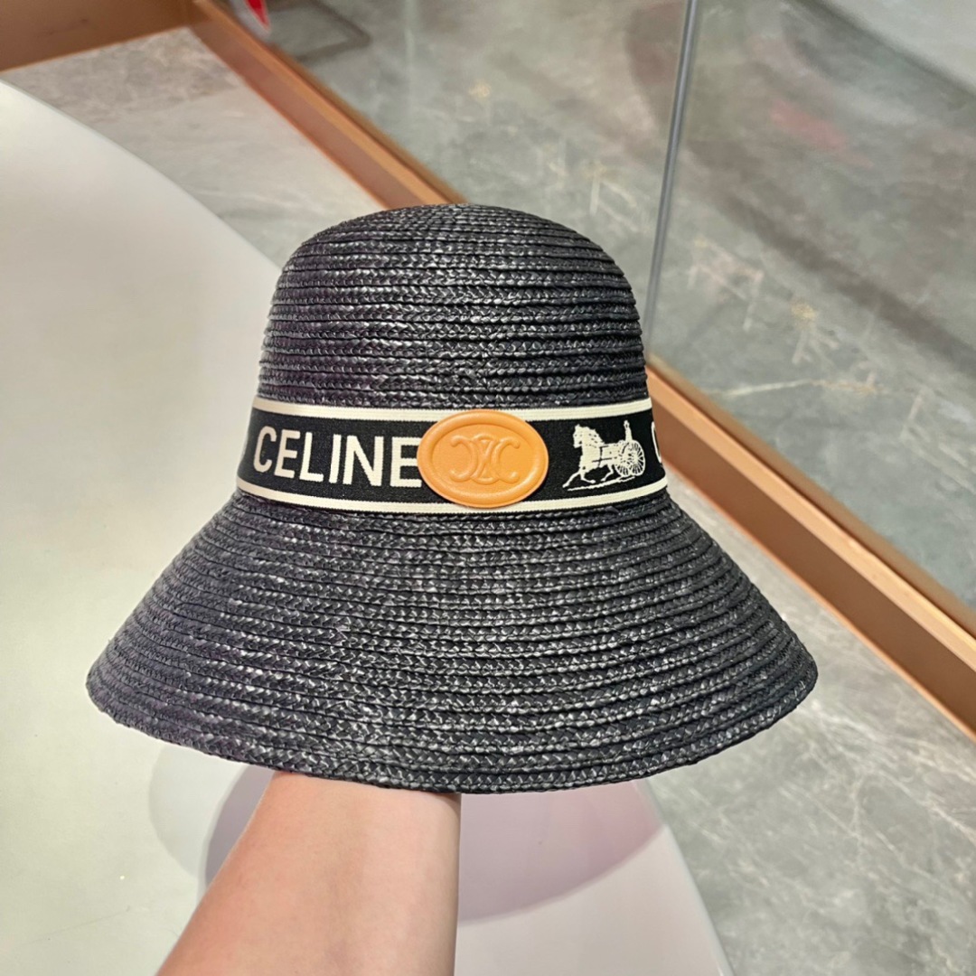  赛琳 CELINE 官方款麦秆草帽，高密度制作，一顶超级有品位的草帽了~出街首选！帽型超美腻颜色妥妥，