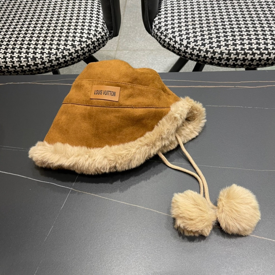  路易威登LouisVuitton渔夫帽女冬季毛绒东北蒙古帽子加厚保暖韩版百搭潮牌