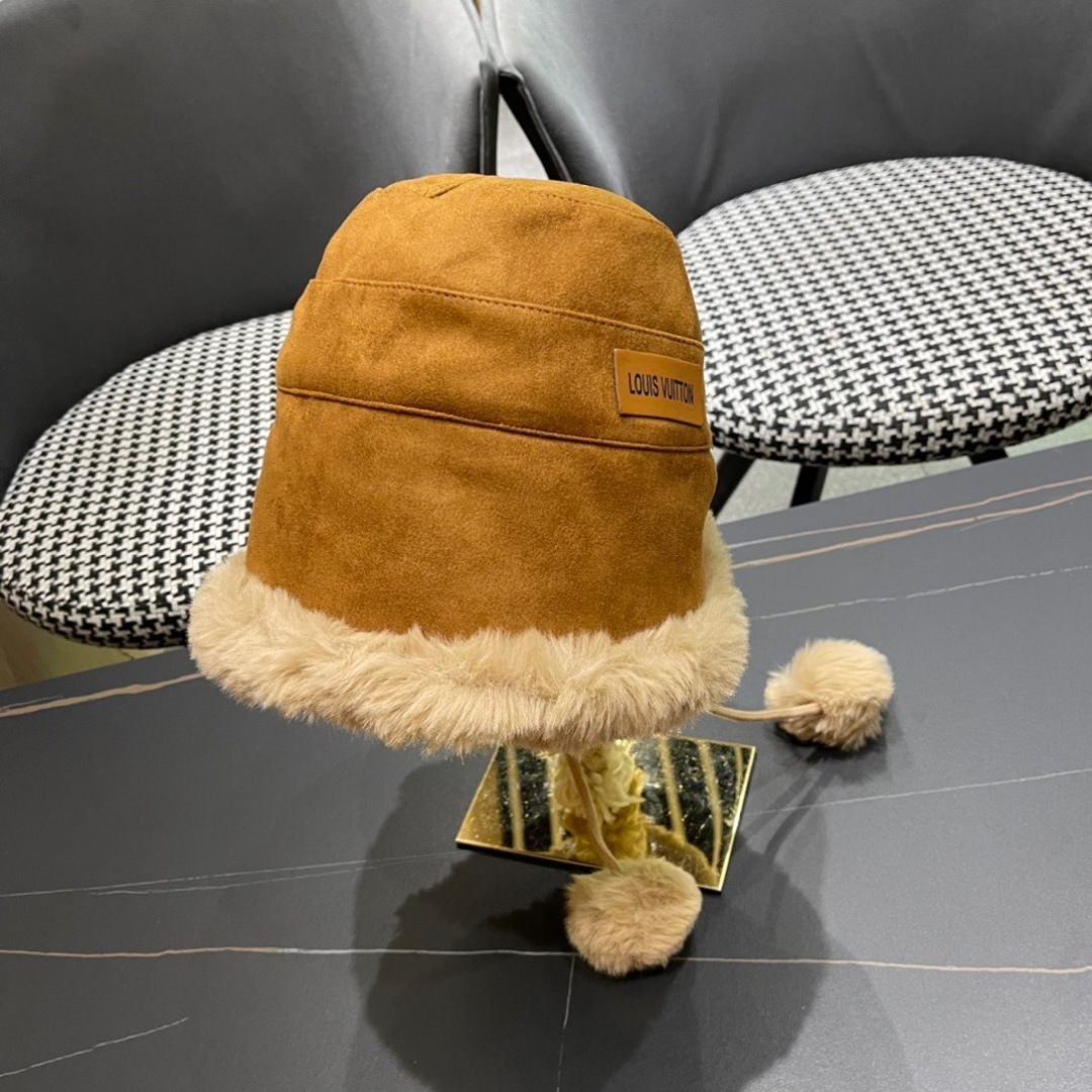  路易威登LouisVuitton渔夫帽女冬季毛绒东北蒙古帽子加厚保暖韩版百搭潮牌
