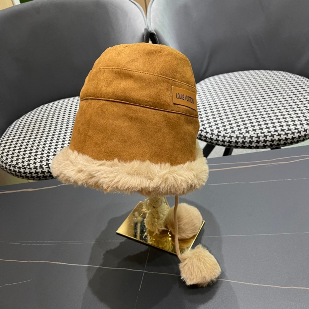  路易威登LouisVuitton渔夫帽女冬季毛绒东北蒙古帽子加厚保暖韩版百搭潮牌