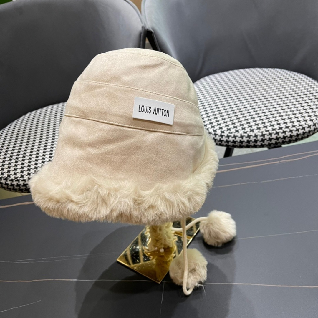  路易威登LouisVuitton渔夫帽女冬季毛绒东北蒙古帽子加厚保暖韩版百搭潮牌