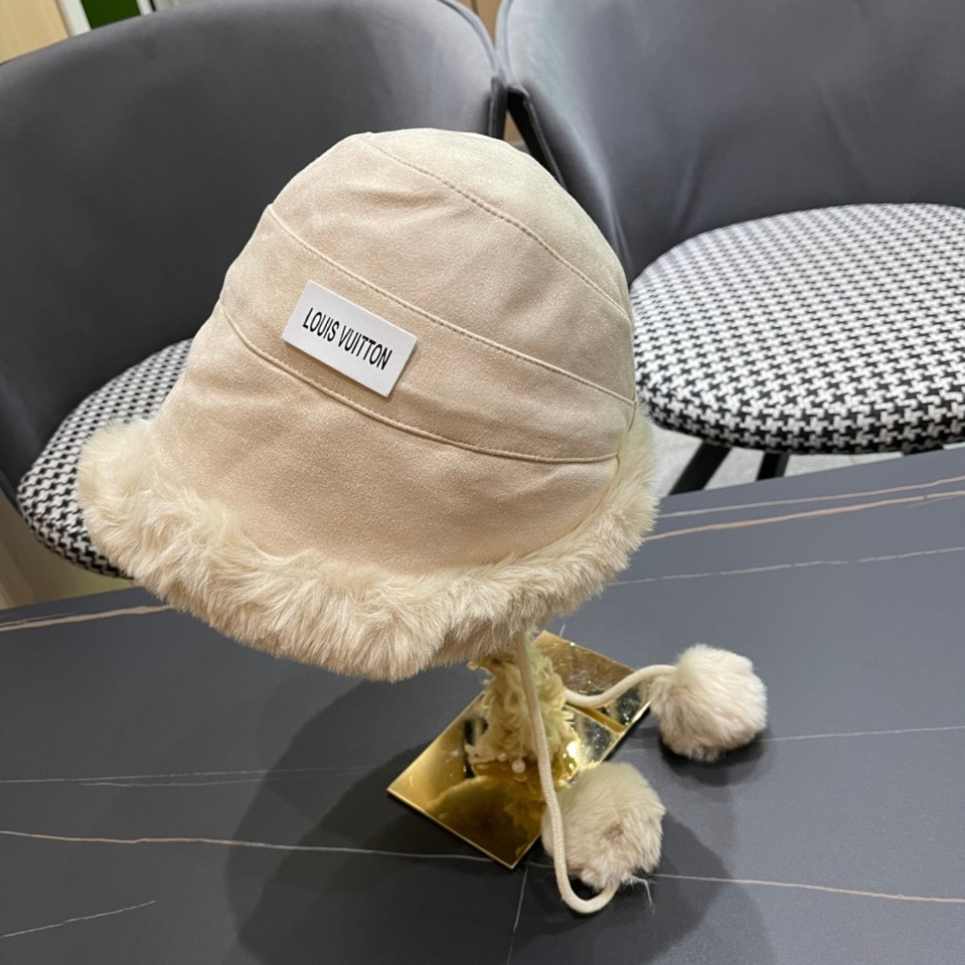  路易威登LouisVuitton渔夫帽女冬季毛绒东北蒙古帽子加厚保暖韩版百搭潮牌