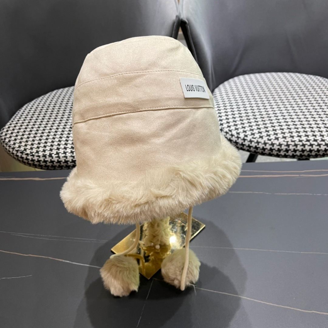  路易威登LouisVuitton渔夫帽女冬季毛绒东北蒙古帽子加厚保暖韩版百搭潮牌