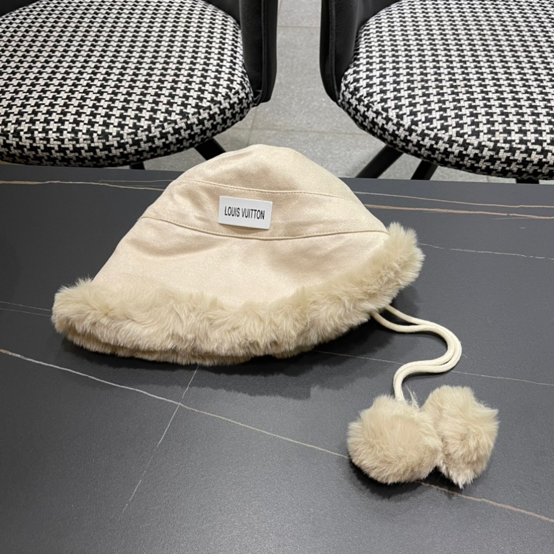  路易威登LouisVuitton渔夫帽女冬季毛绒东北蒙古帽子加厚保暖韩版百搭潮牌