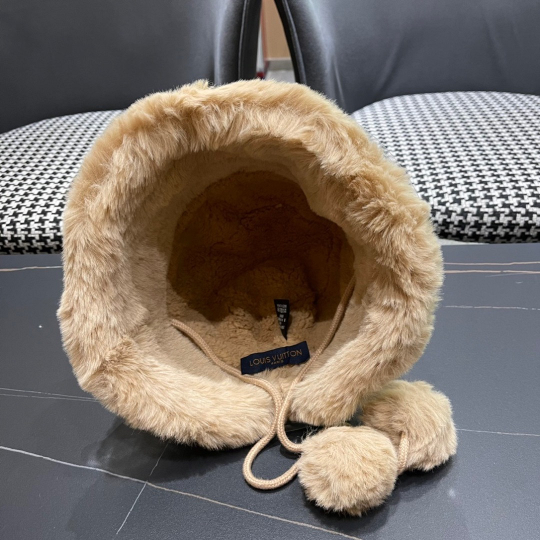  路易威登LouisVuitton渔夫帽女冬季毛绒东北蒙古帽子加厚保暖韩版百搭潮牌