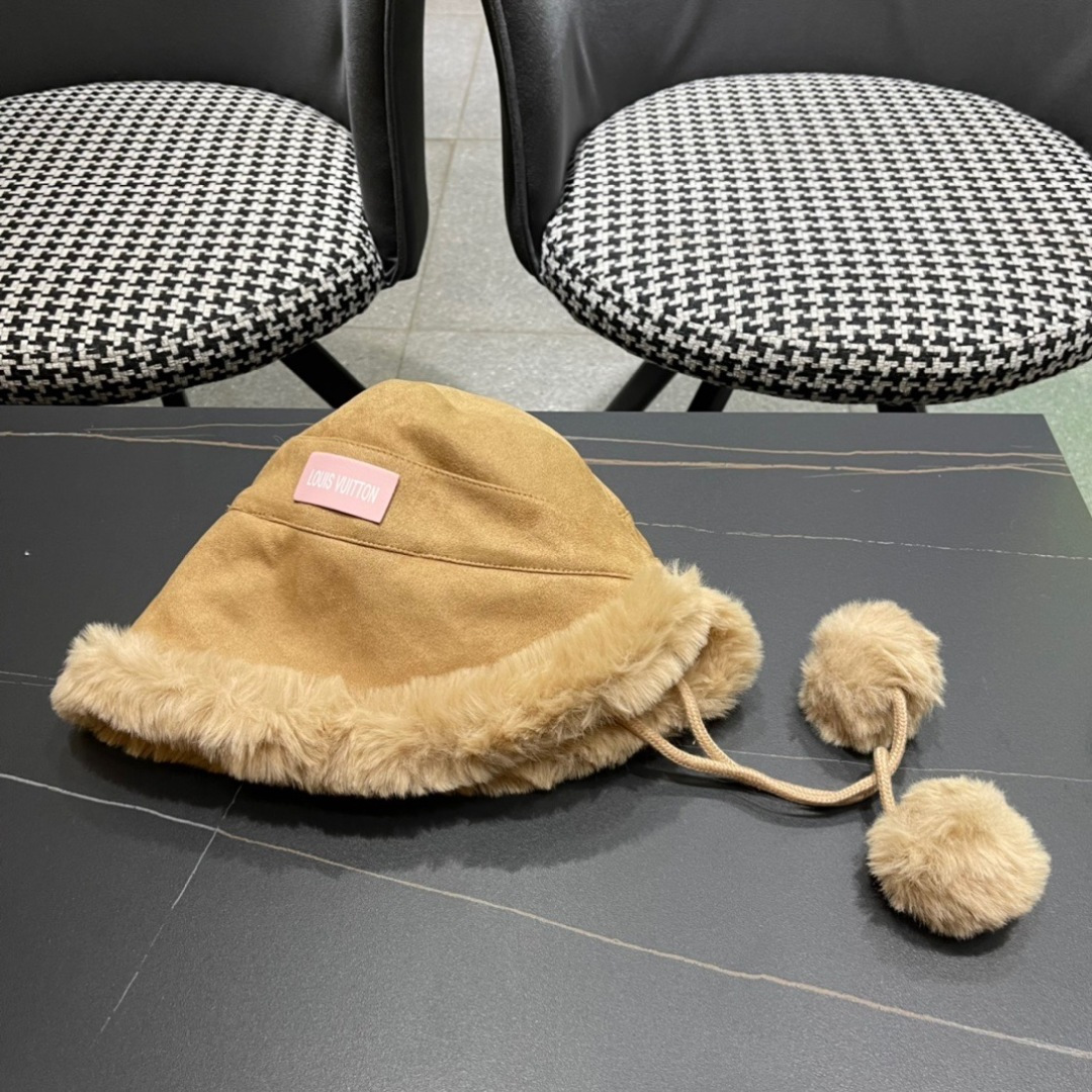  路易威登LouisVuitton渔夫帽女冬季毛绒东北蒙古帽子加厚保暖韩版百搭潮牌