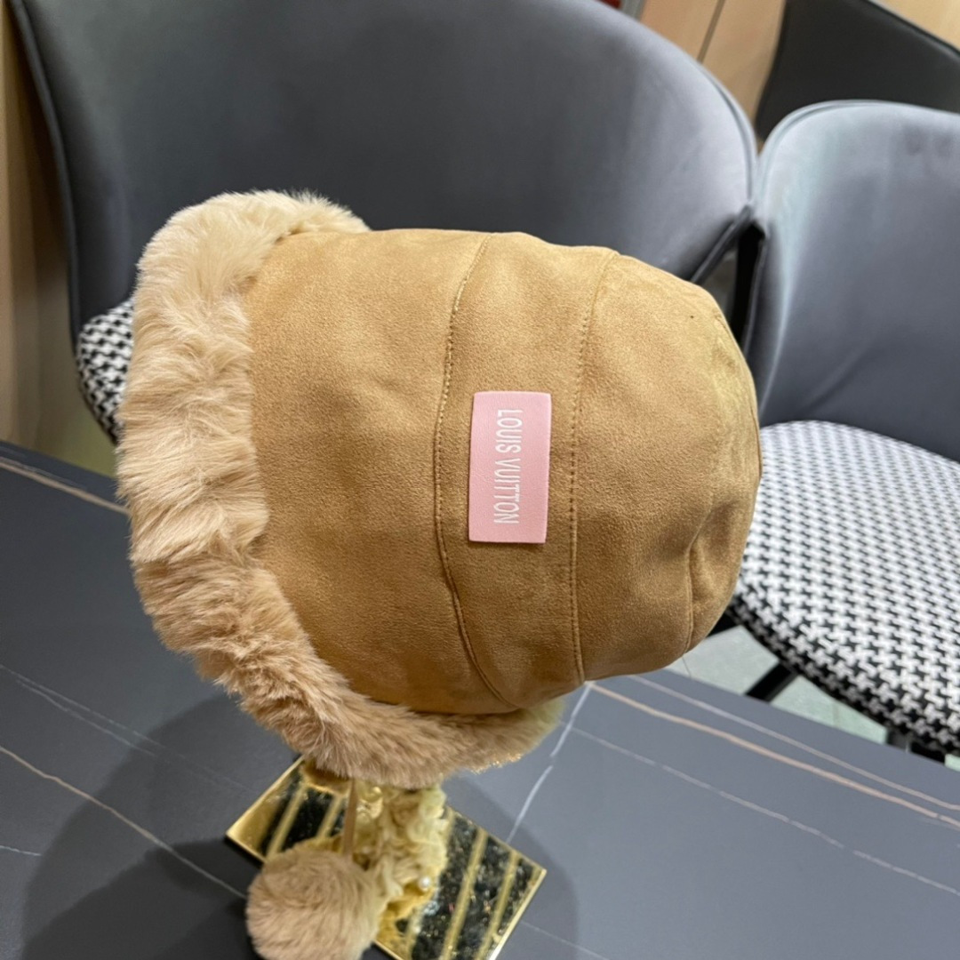  路易威登LouisVuitton渔夫帽女冬季毛绒东北蒙古帽子加厚保暖韩版百搭潮牌