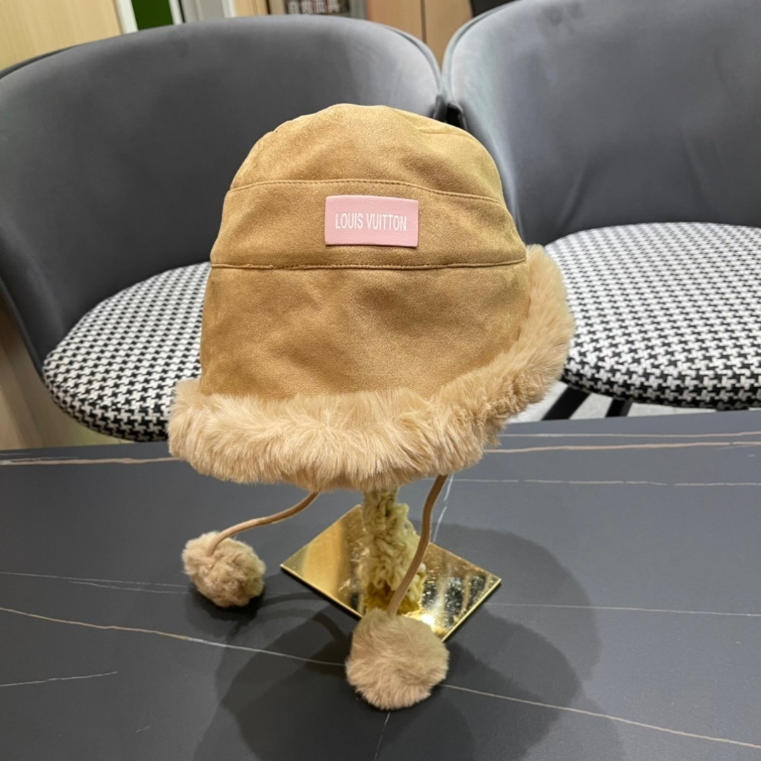  路易威登LouisVuitton渔夫帽女冬季毛绒东北蒙古帽子加厚保暖韩版百搭潮牌