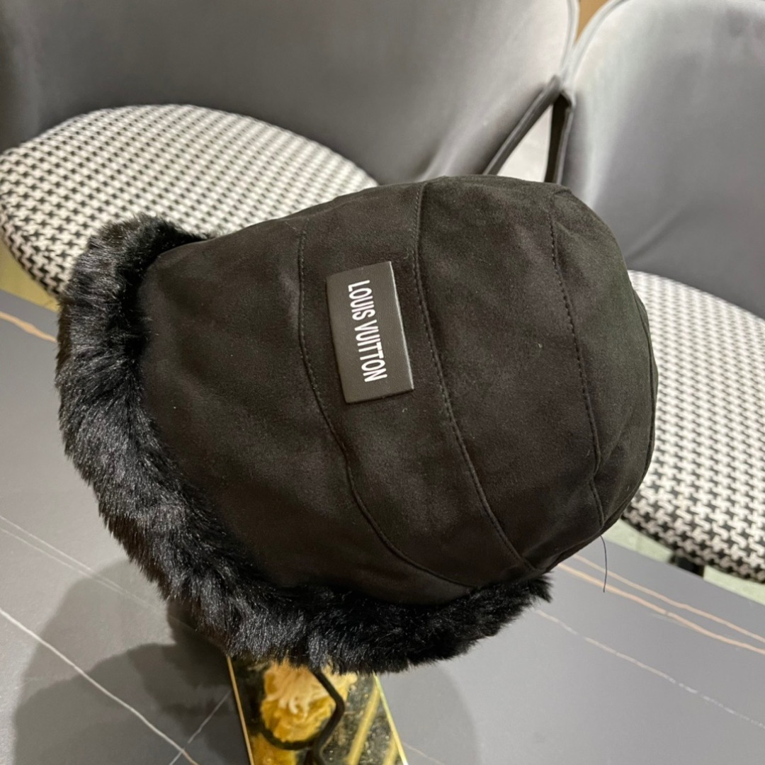  路易威登LouisVuitton渔夫帽女冬季毛绒东北蒙古帽子加厚保暖韩版百搭潮牌