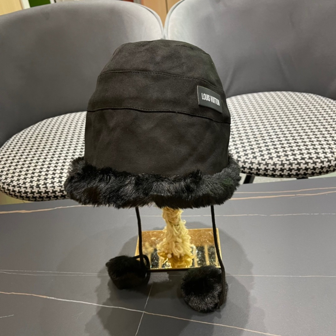  路易威登LouisVuitton渔夫帽女冬季毛绒东北蒙古帽子加厚保暖韩版百搭潮牌