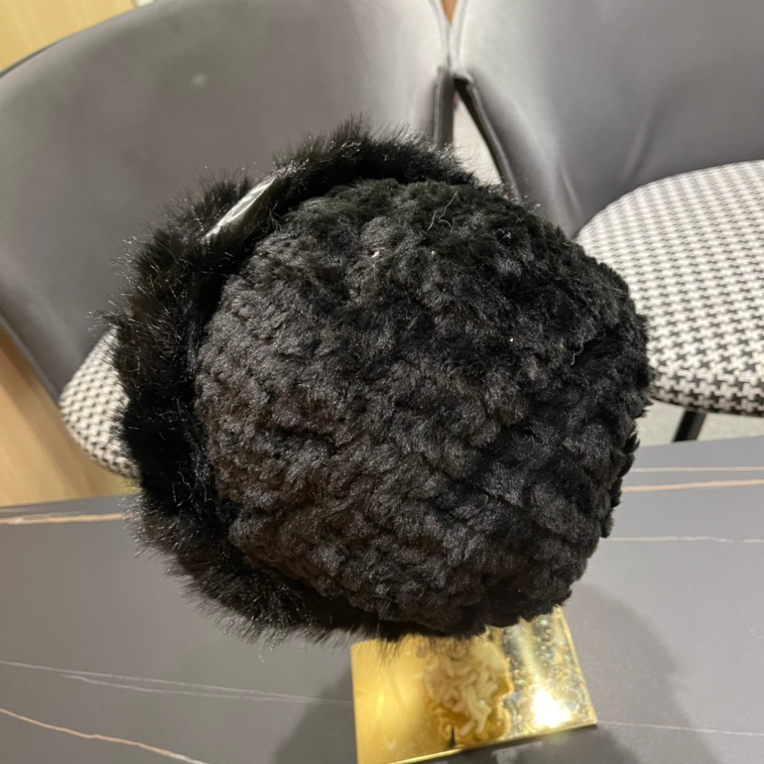 DIOR迪奥韩版2024毛绒边渔夫帽女秋冬季保暖显脸小盆帽户外百搭针织毛线渔夫帽