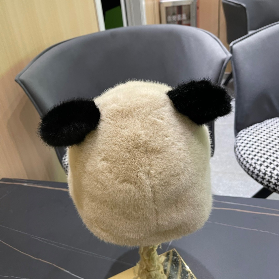 。香奈儿Chanel 国潮子女秋冬可爱渔夫帽大头围毛绒保暖帽