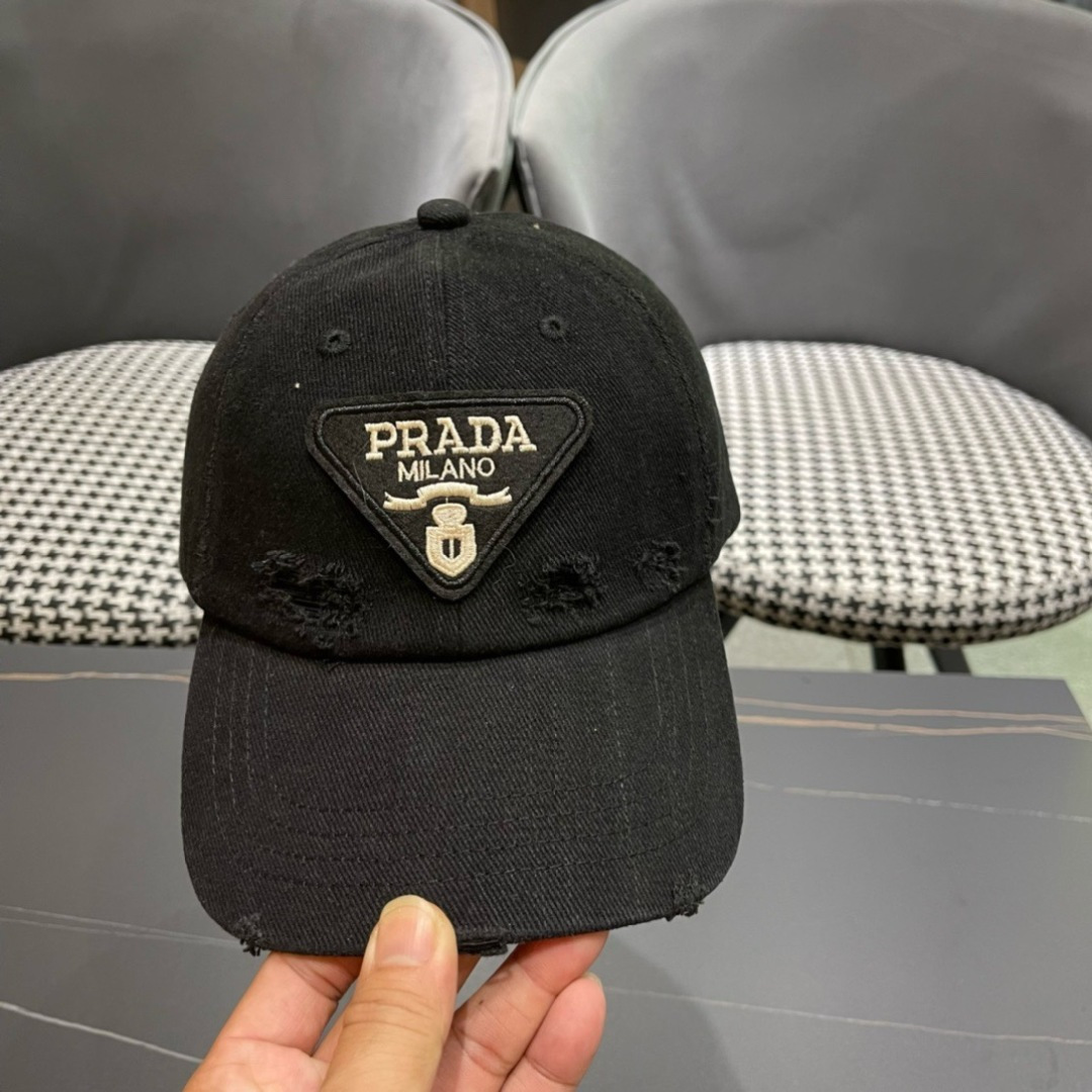 普拉达Prada 2024新款经典三角标棒球帽🧢万能必留款 戴一万年都好看 日常刚需 颜色完美 帽型正点