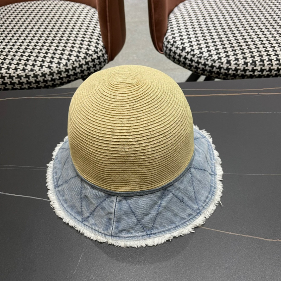  PRADA普拉达 拼色渔夫帽女春夏季出游逛街休闲百搭盆帽宽檐显脸小可折叠潮