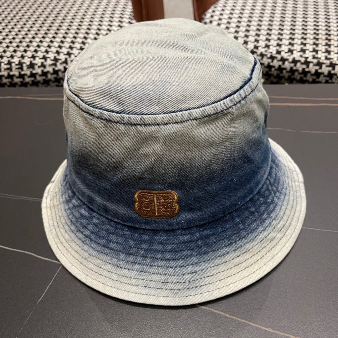 balenciaga巴黎世家2024牛仔渔夫帽夏季防晒遮阳帽子大头围水桶帽显脸小
