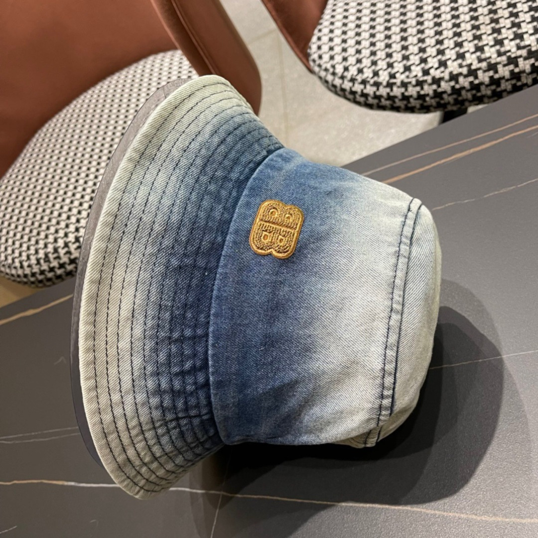 balenciaga巴黎世家2024牛仔渔夫帽夏季防晒遮阳帽子大头围水桶帽显脸小