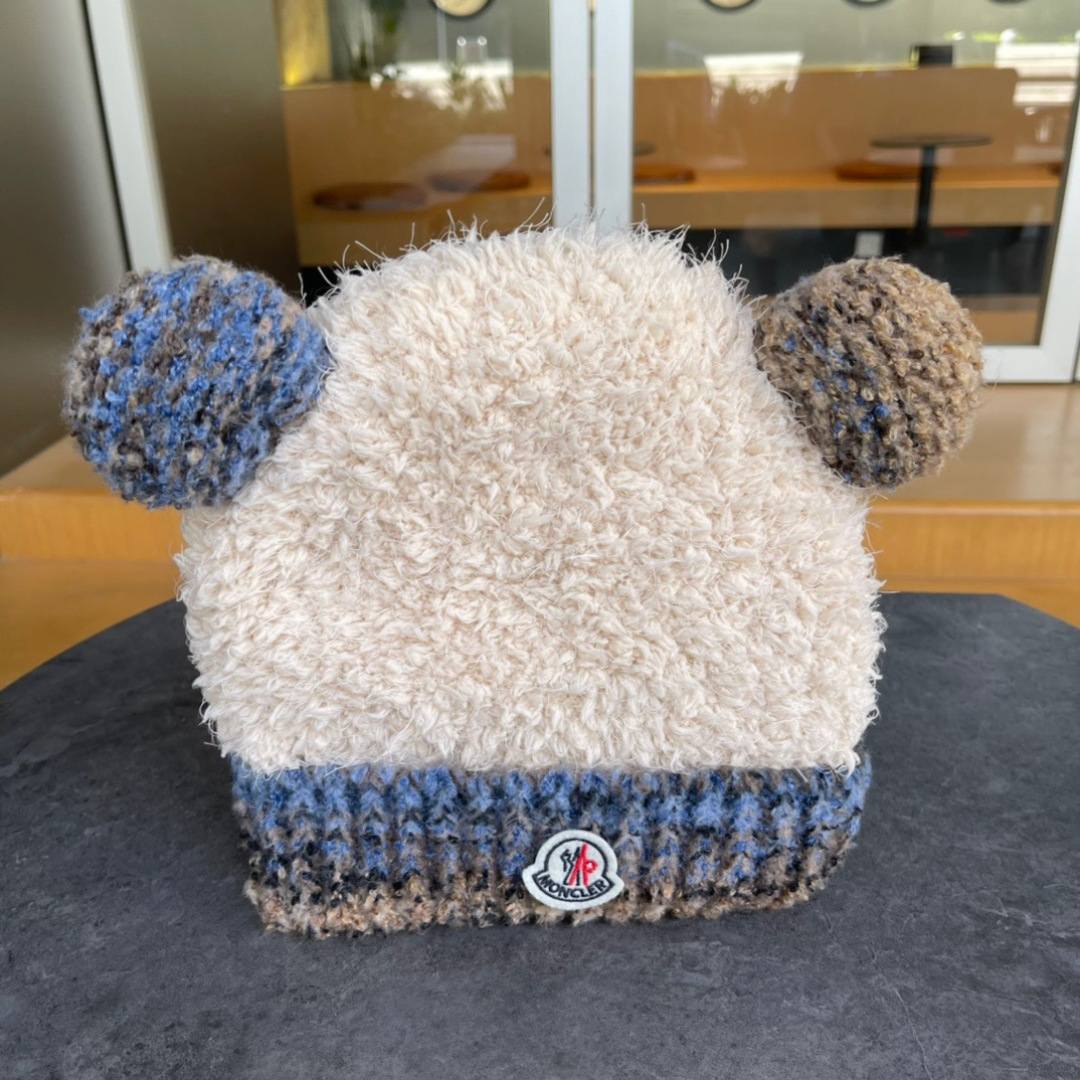 moncler蒙口欧美风格秋冬新款可爱保暖羊毛帽儿童男女款通用版冷帽帽子