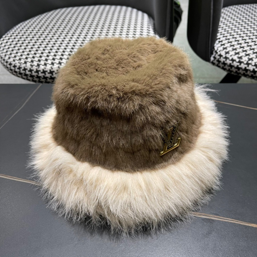 LV路易威登秋冬毛绒渔夫帽 完美版型，对格精准无误，男女适用